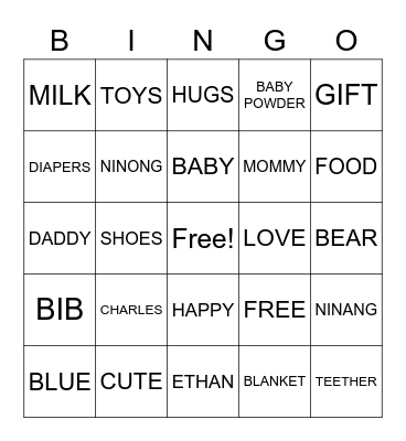 CHARLES ETHAN'S DEDICATION Bingo Card