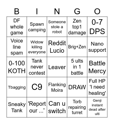 Overwatch 2 Bingo Card