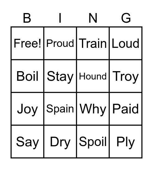 Vowel team Bingo Card