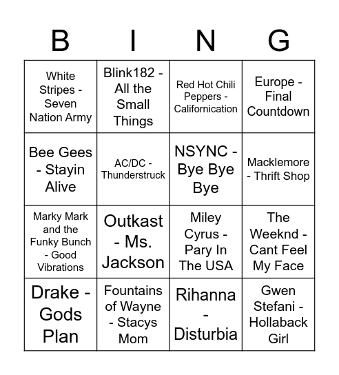 Game 2 Bingo Card