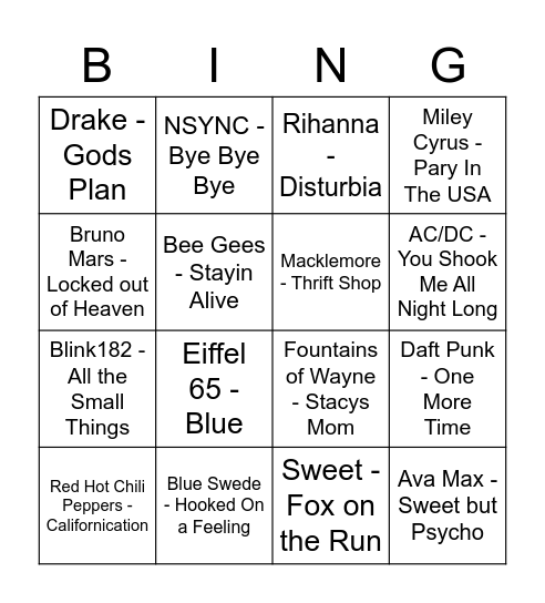 Game 2 Bingo Card