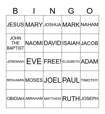 BIBLE BINGO Card