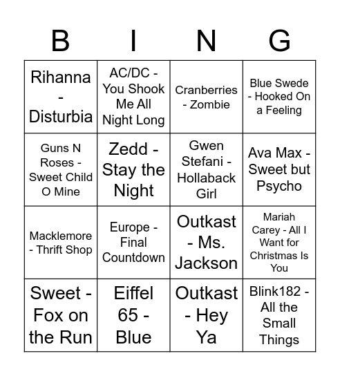 Game 2 Bingo Card