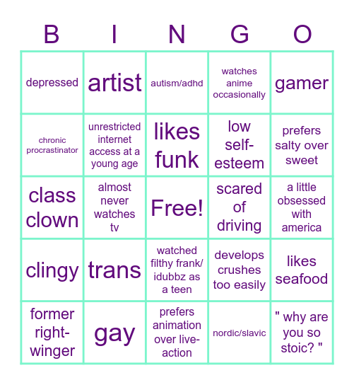 the egg Bingo Card