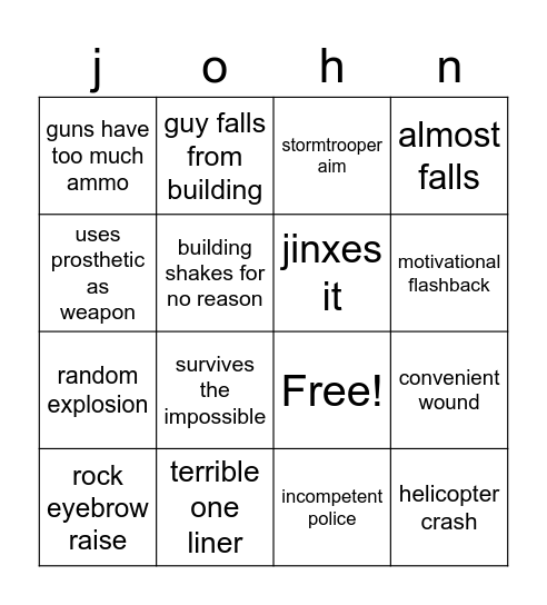 john skyscraper Bingo Card