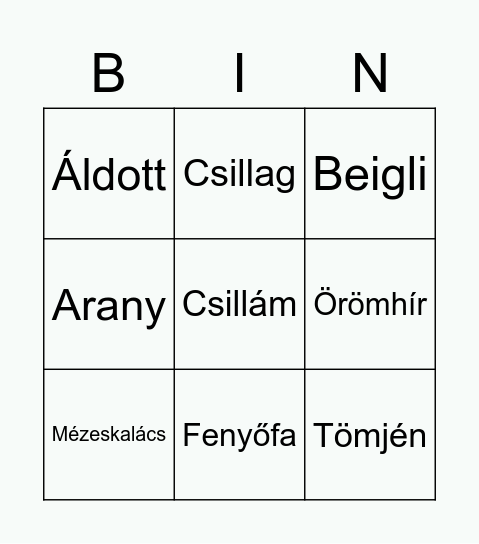 Karácsonyi Bingó Bingo Card