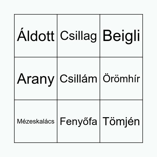 Karácsonyi Bingó Bingo Card