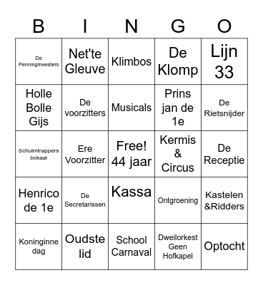 44 jaar Jubileum De Turftrappers Bingo Card