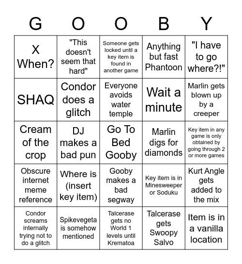 National Goob Day Bingo Card