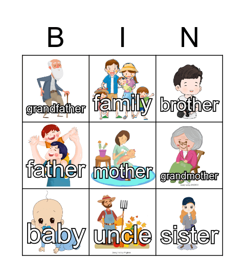 Family Bingo Game Bingo Card