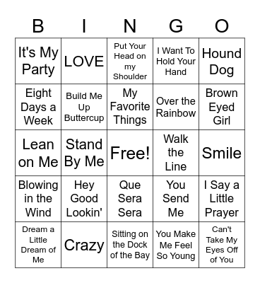 Musical Bingo Card