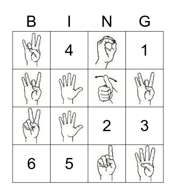 ASL Numbers 1-10 Bingo Card