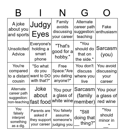 Artist's Thanksgiving Bingo  Bingo Card