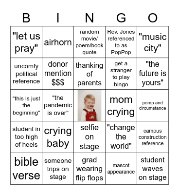 Jillian's College Graduation 2022 Bingo Card