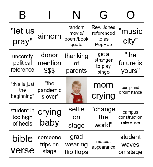 Jillian's College Graduation 2022 Bingo Card