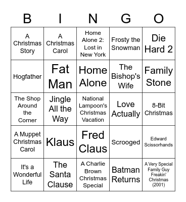 CHRISTMAS MOVIE BINGO Card