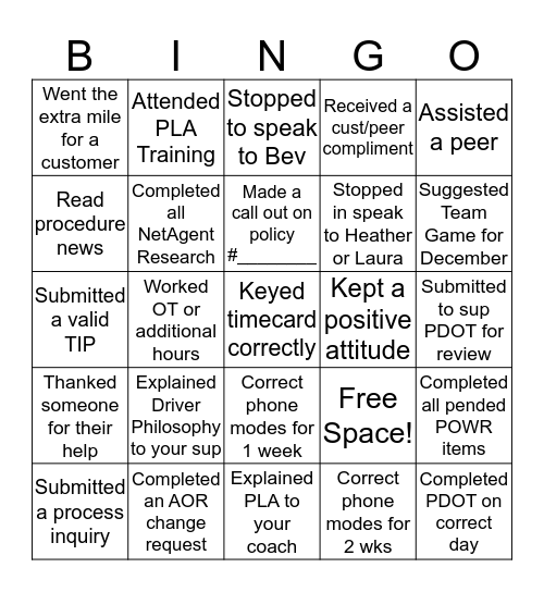 TEAM JOHN FALL BINGO Card