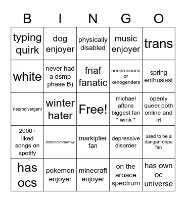 L bingo Card