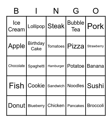 Food2 Bingo Card