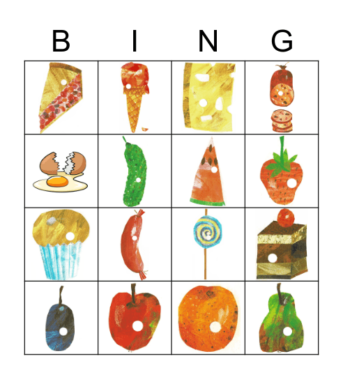 The Hungry Caterpillar Bingo Card