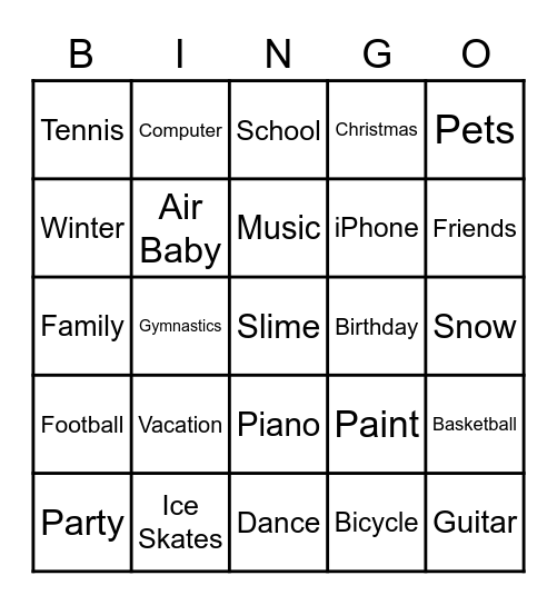 Playtime2 Bingo Card