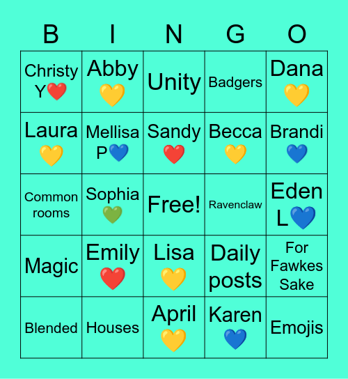 Unity Bingo Card