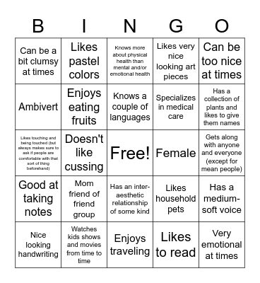 How much do you have in common with Saffron? Bingo Card