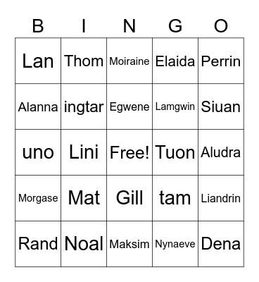 test Bingo Card