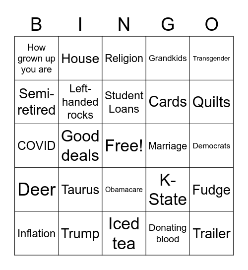 Dutton Thanksgiving Bingo Card