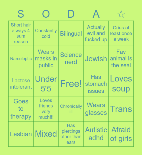 Lesbian bingo Card