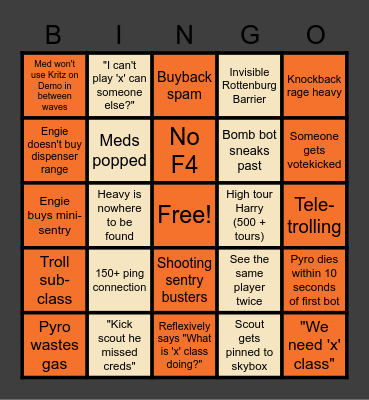 TF2 MvM Bingo Card
