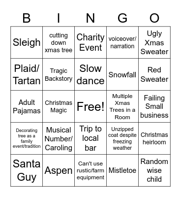 Falling for Christmas Bingo Card