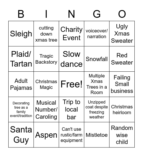 Falling for Christmas Bingo Card