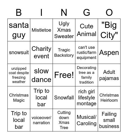 Falling for Christmas Bingo Card