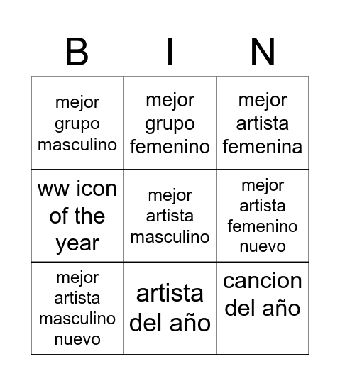 mama 2022 Bingo Card