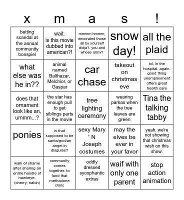christmas movies! Bingo Card
