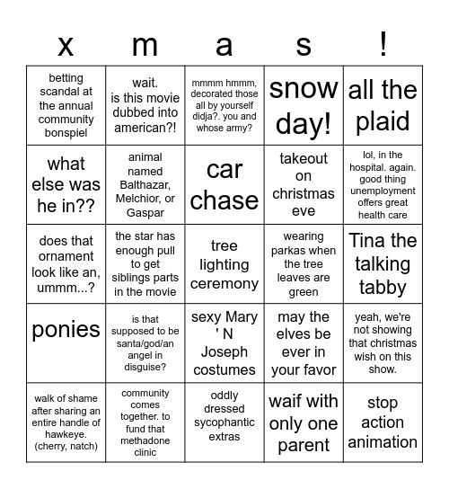 christmas movies! Bingo Card