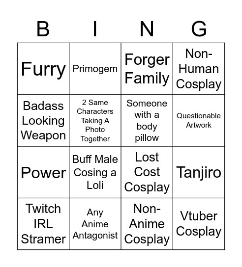 AFA Bingo Card