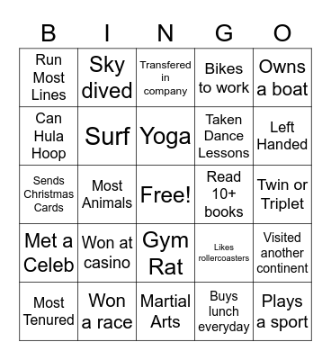 Mingle Bingo Card