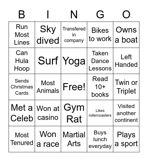 Mingle Bingo Card