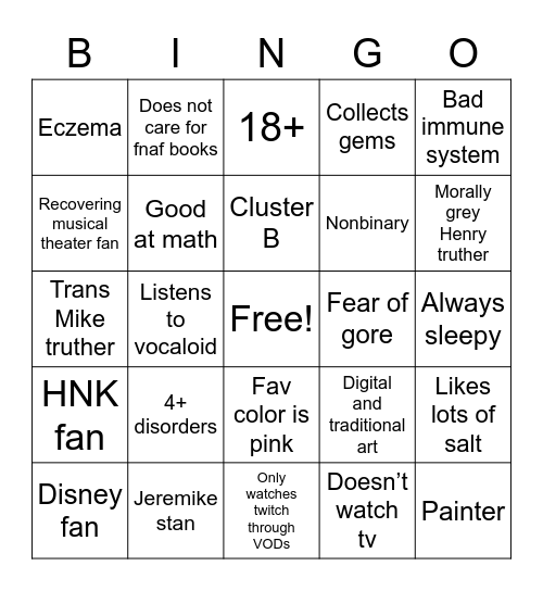 Merr bingo Card