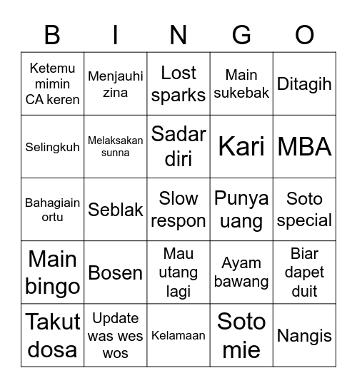 Ka💤uha's Bingo Card