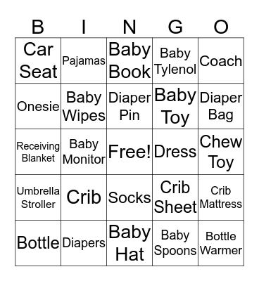 Baby Bingo Card
