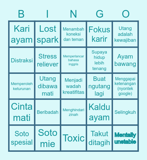 ASAHI's Bingo Card