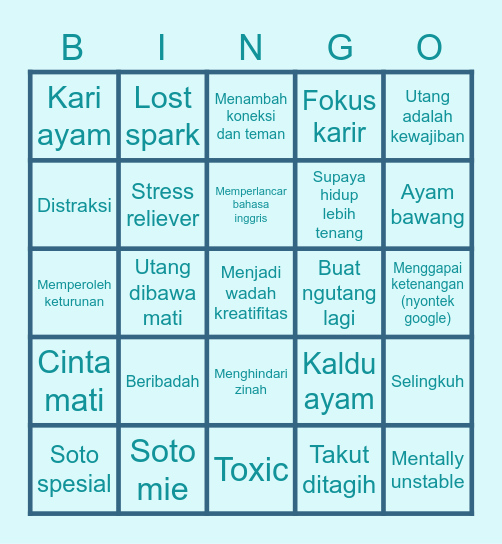 ASAHI's Bingo Card