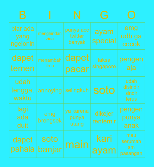 danie!! Bingo Card