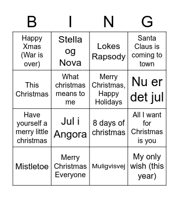 JULEMUSIK BANKO Bingo Card