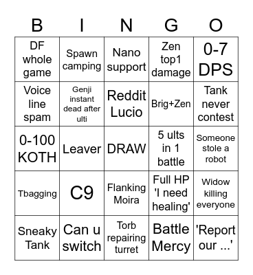 Overwatch 2 Bingo Card