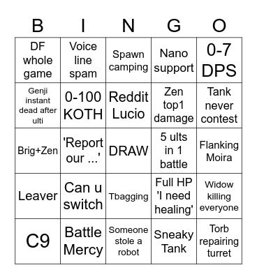 Overwatch 2 Bingo Card