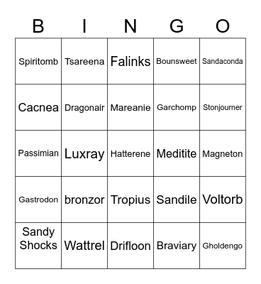 pokemon violet pokedex bingo Card